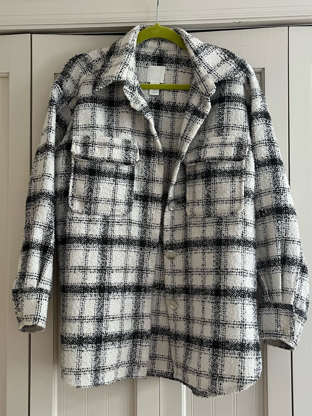 H&M Black & White Plaid Shacket Jacket